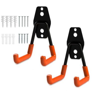 Imagem de Gobelieve Gancho de parede resistente, suporte de mangueira de parede para ambientes internos e externos, 2 organizadores de ferramentas de jardim para escada, suporte de mangueira de água e rack de