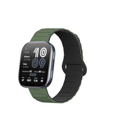 Imagem de KONXISA Pulseira de relógio para relógio Amazfit Bip 6, pulseira de substituição de silicone macio de liberação rápida, pulseira magnética para smartwatch, verde