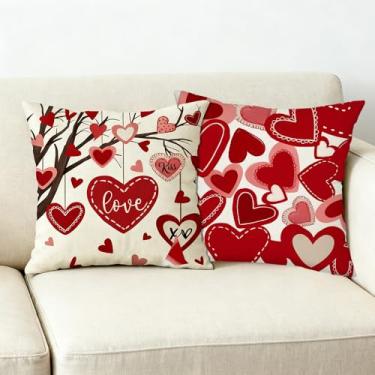 Imagem de XVYLFZNP 2 capas de almofada de coração para Dia dos Namorados 45,72 x 45,72 cm Love Kiss XO para decoração de casa de sofá de dia dos namorados