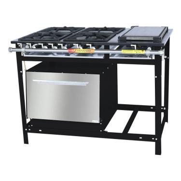 Imagem de Fogão Industrial Venâncio 4 Bocas 2 Duplas a Gás Baixa Pressão com Forno e Chapa E4FCD2