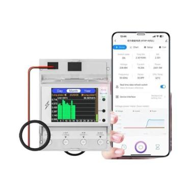 Imagem de Medidor De Energia Inteligente 100A Tuya WIFI Controle Remoto AC85-265