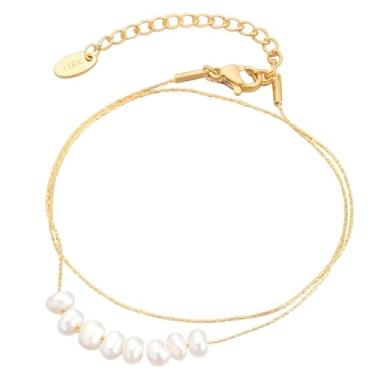 Imagem de WARIDAR MAX Colar com pingente de pérolas naturais de água doce banhado a ouro 18K | Colar de pérolas vintage hipoalergênico | Brincos de presente luxuosos e significativos para mulheres