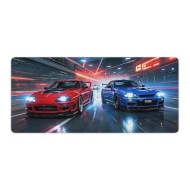 Imagem de HouLaiZhe Tapetes de mouse japoneses JDM SUP R32 para jogos de carros radicais JDM Almofadas de mesa de carro grandes para teclado de mesa de computador 40 x 90 cm