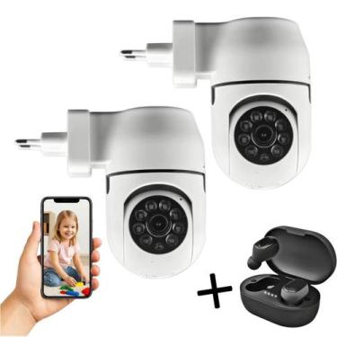 Imagem de Kit 2 Câmeras Segurança Jortan Wifi Interna HD 360 + Fone