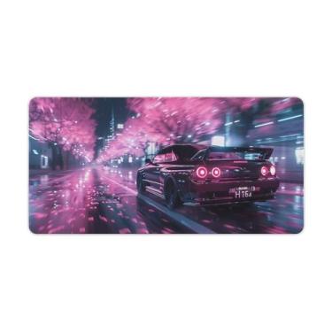 Imagem de HouLaiZhe JDM Tapete de mouse grande para jogos JDM carro S14 flores de cerejeira esportes velocidade condução escrivaninha base de borracha antiderrapante acessórios de computador laptop suprimentos