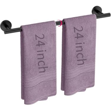 Imagem de Patravious Toalheiro preto fosco 61 cm, suporte de toalha de banheiro de aço inoxidável 304, toalheiro para banheiro montado na parede, acessórios modernos de banheiro para banheiros, cozinhas, hotéis