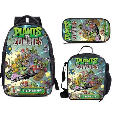 Imagem de Conjunto de mochilas escolares Zombies Plants, 3 unidades com bolsa de ombro