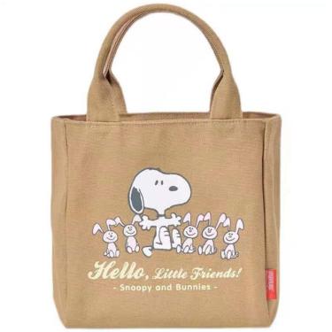 Imagem de Lancheira, sacola Snoopys Anime, reutilizável, à prova de vazamentos, Po Canvas