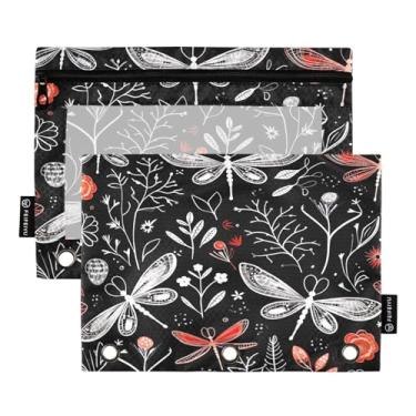 Imagem de Wassud Black Dragonfly pacote com 2 pastas para fichário com 3 furos, pasta organizadora de arquivos para casa, escritório