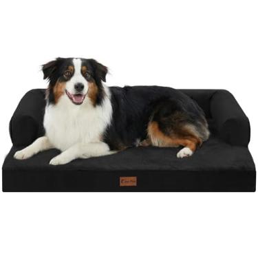 Imagem de Casa Paw Camas ortopédicas para cães de tamanho grande, com espuma impermeável para ovos, camas grandes para cães com reforço confortável de 88 x 55 cm, camas laváveis para animais de estimação com