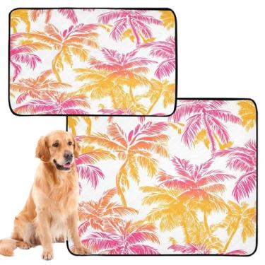 Imagem de CEBUGI Almofadas de xixi laváveis para cães, pacote com 3, almofadas impermeáveis para filhotes de cachorro, antiderrapante, à prova de vazamento, para cama de cercadinho, palmeiras