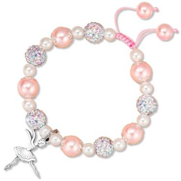 Imagem de ZYFLSIYU 1 peça de presente de dançarina para meninas, corrente ajustável com acessórios de balé, pulseira de dança rosa brilhante para amigos companheiros ou lembrancinhas de festa de bailarina