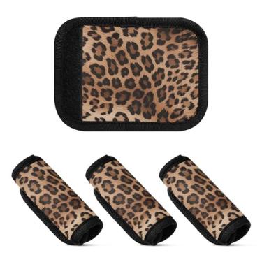 Imagem de Qilmy Embalagem com alça de bagagem com estampa de leopardo, 2 unidades, identificadores de bagagem, etiqueta confortável, alças para carrinho de bebê, mala de viagem, acessórios de viagem de avião155