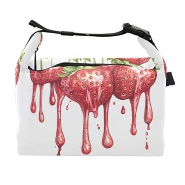 Imagem de STAYTOP Lancheira deliciosa de morango com fivela de alça, lancheira isolada para meninos e meninas, lancheira térmica para trabalho escolar