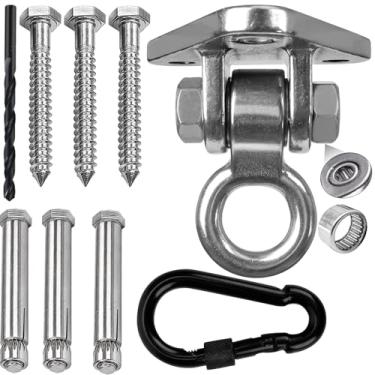 Imagem de Yyiwhmy Suporte de gancho de balanço resistente, capacidade de 453 kg, suporte giratório de aço inoxidável 304 com gancho rosqueado, para balanço de varanda interna/externa, rede, anéis de academia