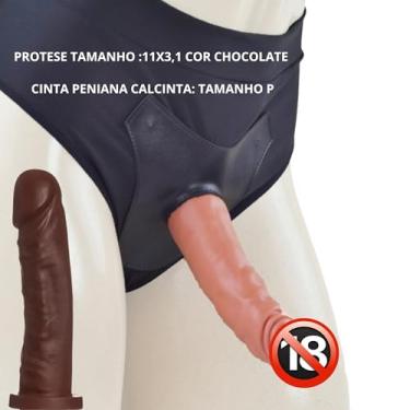 Imagem de Kit Com Cinta peniana Cintaralho Calcinta Estilo Cueca Splex Strap On Confortável Tamanho P Ao GG +Pênis De Borracha Realístico Prótese de Silicone Dildo Consolo Capa Peniana Brinquedo Adulto Feminino Masculino Penis Macio Grande vários Tamanhos (PROTESE:11X3,1 CHOCOLATE, TAMANHO CALCINTA: P)