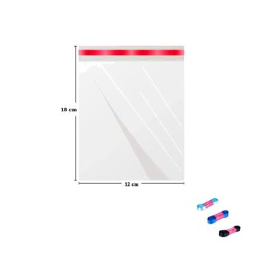 Imagem de Kit Saco PP 12x18 100 Unidades + Fita Cetim 15mm x 10 Metros