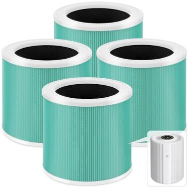 Imagem de Substituição do filtro de ar DH-JHD07, compatível com purificador de ar VOOPNU DH-JHD07, HEPA verdadeiro 4 em 1 com carvão ativado, versão de pelos de animais de estimação (verde), pacote com 4
