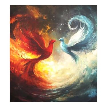 Imagem de Phoenix Dragon Fire Blue Adesivo magnético para painel de lava-louças, capa decorativa para porta da frente da máquina de lavar roupa 58 cm L x 66 cm A