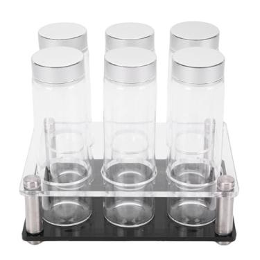 Imagem de Cryfokt Tubos de Armazenamento de Grãos de café Elegantes Frascos de Vidro Transparente Com Base Acrílica para Decoração de Casa e Cafeterias, 6 Peças para Cantos de café DIY Em Casa (L)