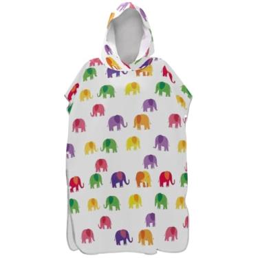 Imagem de Joisal Poncho de surfe trocador de roupão para praia Adul toalha com capuz floral leve bonito desenho animado elefantes branco ponchos adultos para mulheres