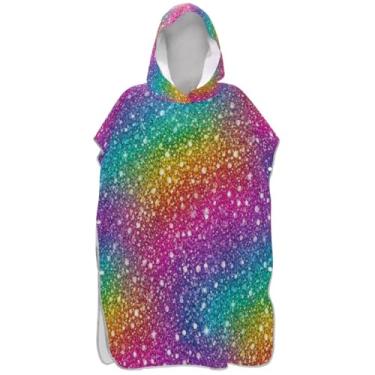 Imagem de Joisal Roupão de mudança gradiente arco-íris para adultos, poncho de surfe, plus size, para adultos, toalha de natação com capuz fofo