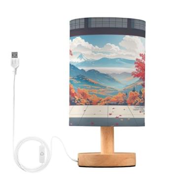 Imagem de Joisal Lâmpada de outono para templo japonês, abajur de linho, abajur de mesa lateral, quarto essencial para dormitório