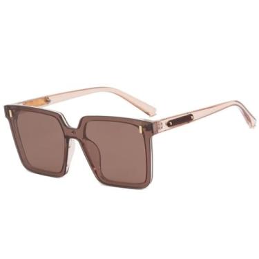 Imagem de HCPIHF Óculos de grau feminino e masculino, armação grande, luxo, retrô, UV400 (C6 Tea)