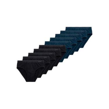 Imagem de Kit com 10 Cuecas Slip Lupo 485-003 Colorido, Azul marinho, GG