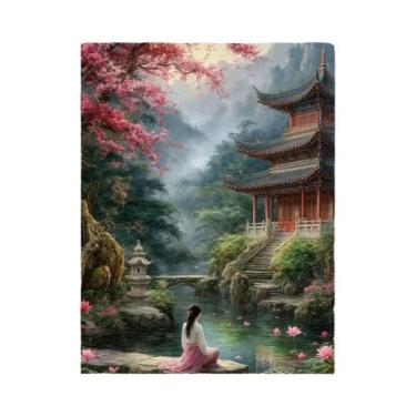 Imagem de Pintura a Óleo DIY Para Adultos Por Números Flores Paisagem Chinesa De