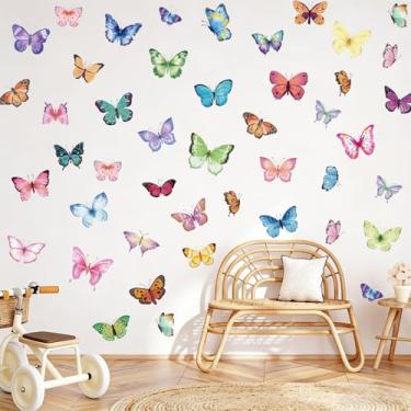 Imagem de Decalques de parede de borboleta, 8 folhas de borboletas coloridas que descascam e colam adesivos de parede para quarto de meninas, berçário, decoração de arte DIY