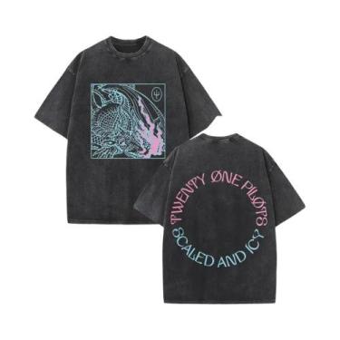 Imagem de Camiseta Casual Unissex Oversized Vintage Lavada Da Banda De Rock Twen