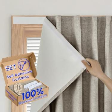 Imagem de Sovtfides Painel blackout Peel & Stick - Capa de janela com isolamento térmico para porta de vidro de pátio (L99 x C 152 cm, 1 painel, marrom claro)