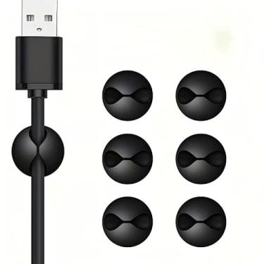 Imagem de Pacote com 6 clipes para gerenciadores de cabos de mesa organizador de cabos adesivos para mesa de cabeceira, acessórios de gerenciamento de cabos de escritório