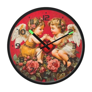 Imagem de SEHANY Lindo relógio de parede anjo silencioso sem tique-taque relógio redondo operado por bateria 30 cm controle de som luz noturna relógios de parede para sala de estar, cozinha, quarto, escritório