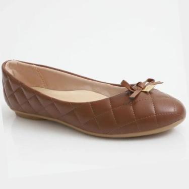 Imagem de Sapatilha Moleca Matelassê Laço Feminina - Marrom, 38