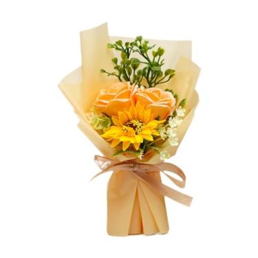Imagem de WeiLaiKeQi Buquê de Sabão para Decoração de Casamento, Arranjos de Mesa Decorativos, Buquês de Flores de Sabão Realistas, Flores Artificiais para o Dia dos, Amarelo