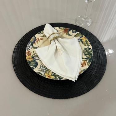 Imagem de Jogo Americano Mesa Posta Impermeável Redondo ou Retangular para Jantar e Eventos – Kit 4 ou 6 Lugares Decorativo Luxo (51. Preto Dark,6 unidades)