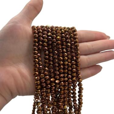 Imagem de Fios de Cristais 6mm para Bijuteria e Artesanato – 10 Fios com ~850 Pedras da Mesma Cor (Marrom Metalizado)