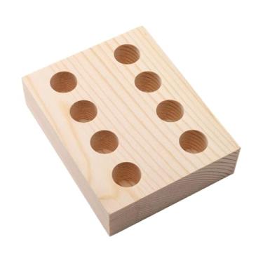 Imagem de FashionCha Organizador de Clipes de Madeira Maciça, Suporte de Mesa para Clipes, Caixa de Armazenamento para, 8 Buracos