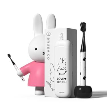 Imagem de Escova de dentes elétrica Miffy i4 Upgrade, fina, recarregável, ultrassônica, inteligente, estojo de viagem e suporte de cerâmica para viagem e casa, IPX7 à prova d'água (preto e branco)