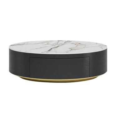 Imagem de Mesa central de ardósia mesa de centro pequena sala de estar criativa moderna simples mesa de chá redonda mesa de quarto