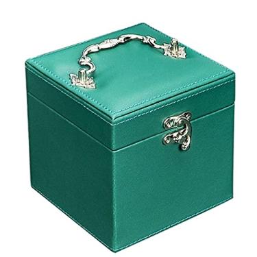 Imagem de HHHJQFAAT Três camadas Caixa de armazenamento de alta capacidade de couro para viagem com alças de veludo