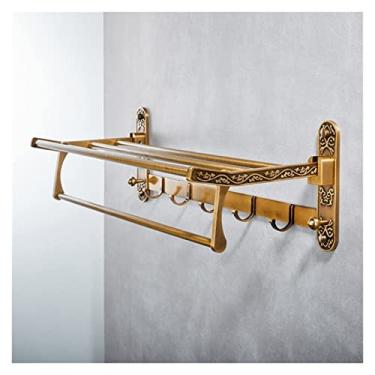 Imagem de 3FLQOOPP Toalheiro de banheiro Toalheiro montado na parede, toalheiro de latão antigo, suporte de alumínio montado na parede, acessórios de banheiro com design quadrado, prateleiras de banho