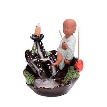 Imagem de U5GAAALPPQ9 Queimador de incenso criativo para móveis domésticos zen budista monge queimador de incenso ornamentos Fengshui cinzeiro de chá para animais de estimação com 20 cones de incenso queimador
