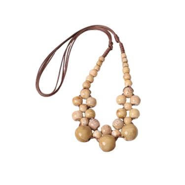 Imagem de Caiyao Colar de contas étnicas de cerâmica grosso, colorido, hippie, boêmio, cordão para mulheres, Cerâmica, Sem Pedra Preciosa