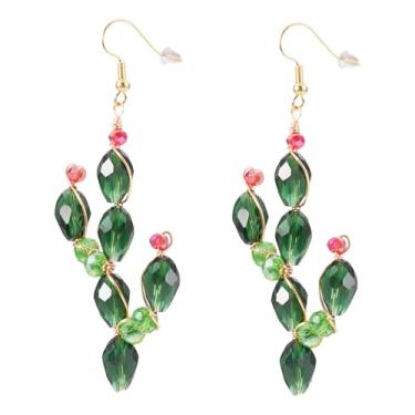Imagem de 1 par de brincos pendentes de vidro de cacto para mulheres, verão, tropical, verde, planta, natureza, brincos para presente de férias na praia no Havaí