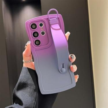 Imagem de Suporte de pulso flexível com design ondulado para Samsung S25 S24 Ultra S23 FE S22 Plus S21 A56 A55 A54 A53 A52 A51 A50 A05S, cinza-roxo, para Samsung A54