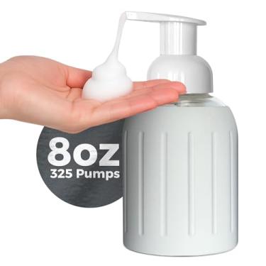 Imagem de Dispensador de garrafa de vidro espumante de 227 g com manga de silicone canelada, pedra