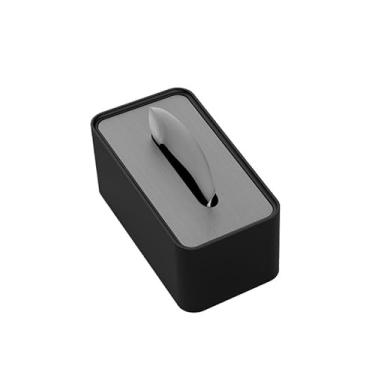 Imagem de Suporte de caixa de lenços de papel inoxidável prático moderno dispensador facial de guardanapo de mesa de alta qualidade para organizador de escritório de hotel (preto, grande)